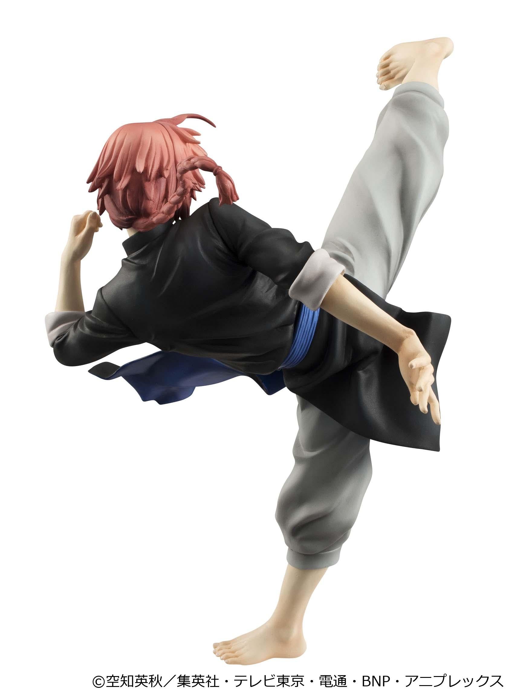 Back view of Gintama G.E.M. Kamui Ver.2 figure showing pink braided ponytail and dynamic leg extension.
