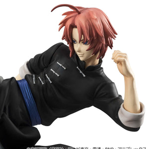 Upper body close-up of G.E.M. Kamui Ver.2 figure showing Chinese-style black shirt and blue sash.