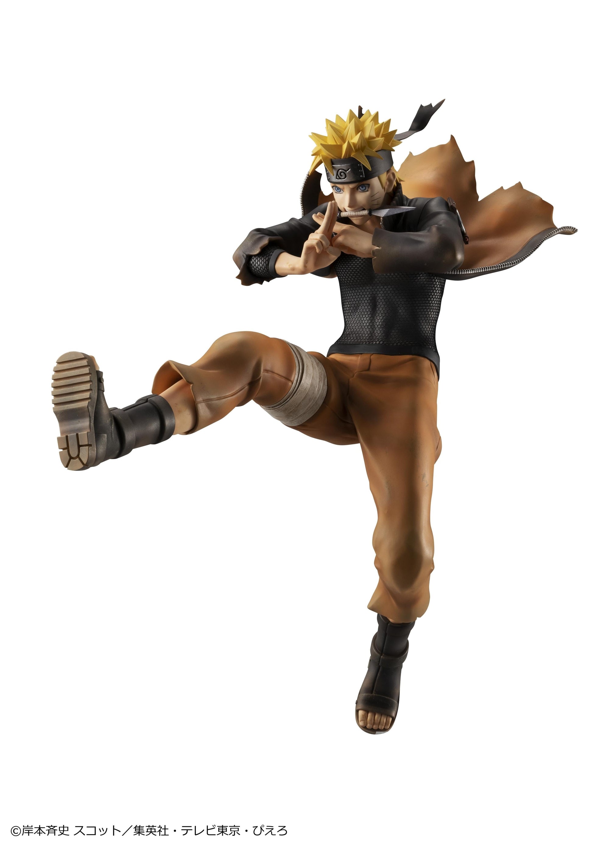 Megahouse G.E.M. Series Naruto Shippuden Naruto Uzumaki Great Ninja War Ver. reissue figure in dynamic mid-air falling battle pose.