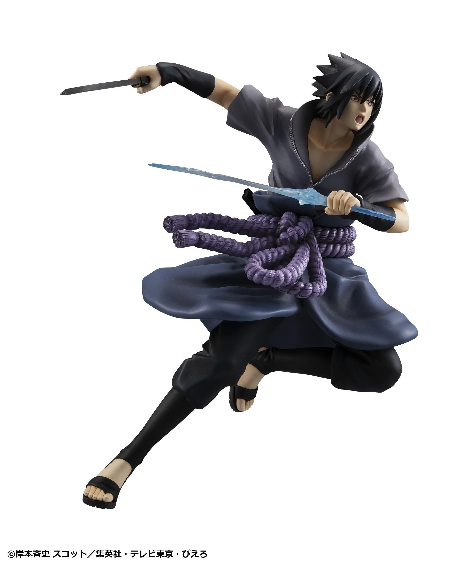 G.E.M. Series Sasuke Uchiha Great Ninja War reissue figure displayed with shouting battle expression and Rinnegan Sharingan eyes.