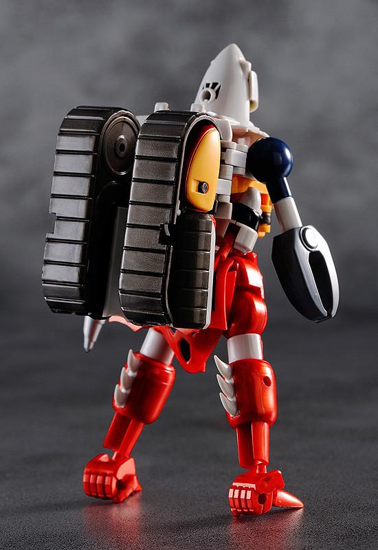 Back view of the Getter-2 figure showing the tank treads and streamlined robot design.