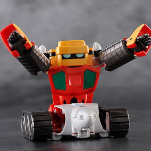Posed Getter-3 figure with arms raised, highlighting the tank treads and heavy build.
