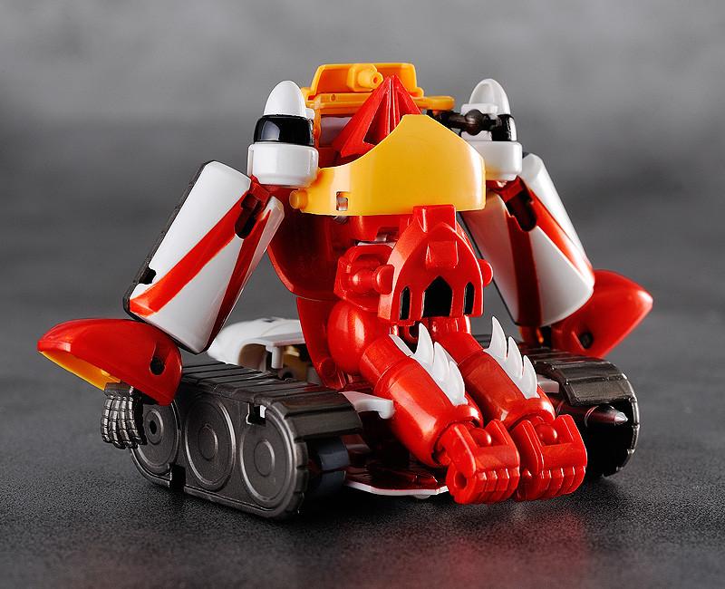 Rear view of the Getter-3 robot figure showing the complex transformation mechanics.