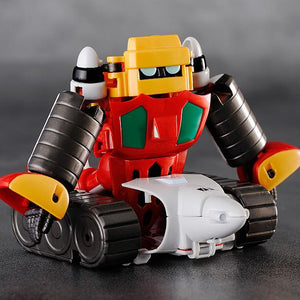 Getter-3 robot figure with its heavy tank-tread base and yellow and red color scheme.