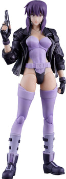 Full front view of the 16cm Motoko Kusanagi PLAMATEA plastic model kit in her signature Stand Alone Complex outfit.