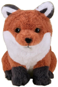 Front-facing portrait of the fluffy Ghost of Tsushima fox plushie featuring a white chest, orange fur, and black paws.
