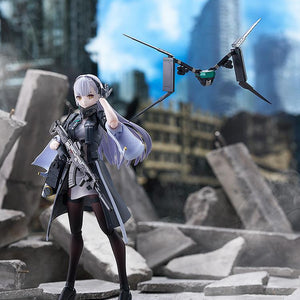 Tololo figma action figure standing in a ruined urban combat diorama scene with her specialized recon drone scouting overhead.