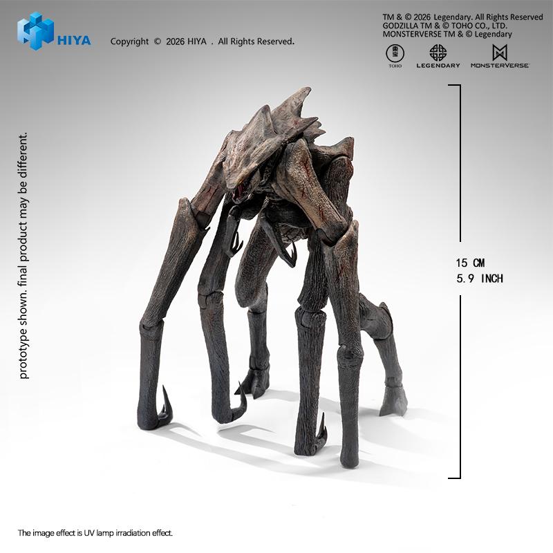 Hiya Toys Exquisite Basic MUTO figure on a white background with a measurement graphic showing its 15 cm and 5.9 inch height.