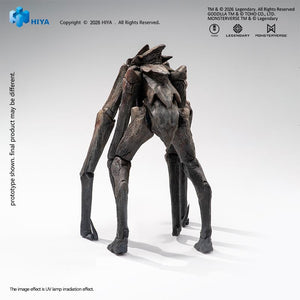 Rear studio view of the MUTO figure highlighting the sculpted dorsal spikes, textured carapace, and back limb joints.