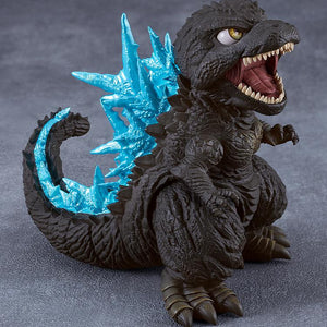 Godzilla 2023 Nendoroid figure equipped with interchangeable translucent blue charging dorsal fin parts.
