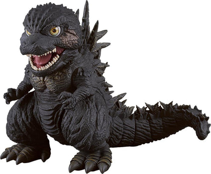 Full-body front angle of the Godzilla Minus One 2023 Nendoroid action figure with open roaring jaws on an isolated white background.