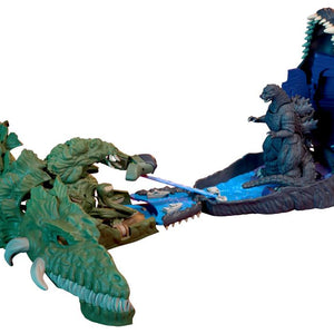 Complete Godzilla vs. Biollante connected pocket playset diorama isolated on a white background.