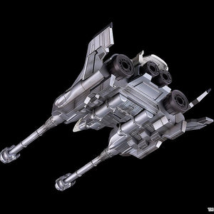 Underside view of the 5.7-inch Moderoid Garuda support aircraft detailing engine thrusters and Mechagodzilla docking latches.