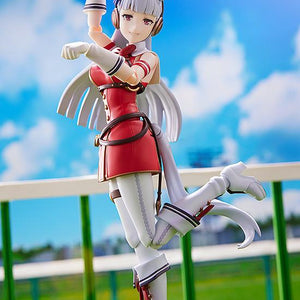 eccentric and fun-loving Gold Ship figma in a humorous pose at the race track diorama.