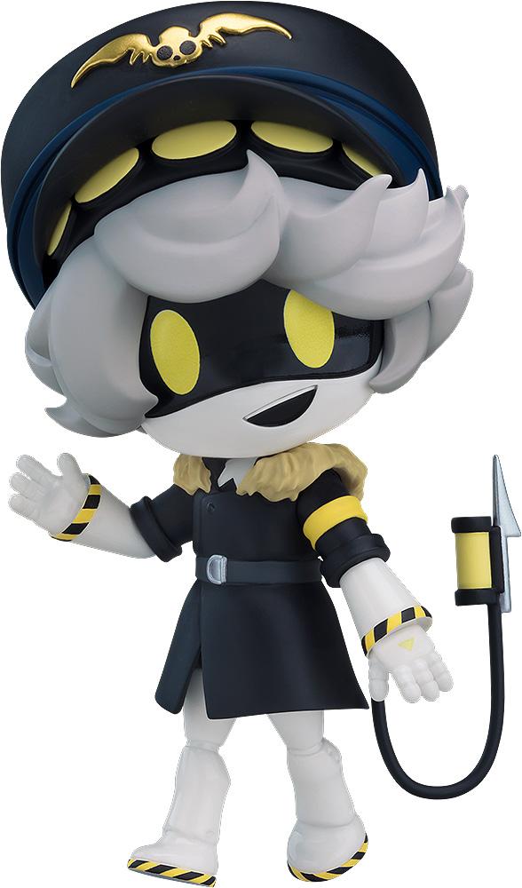Good Smile Company Murder Drones N Nendoroid figure in pilot cap and coat isolated on a white background.