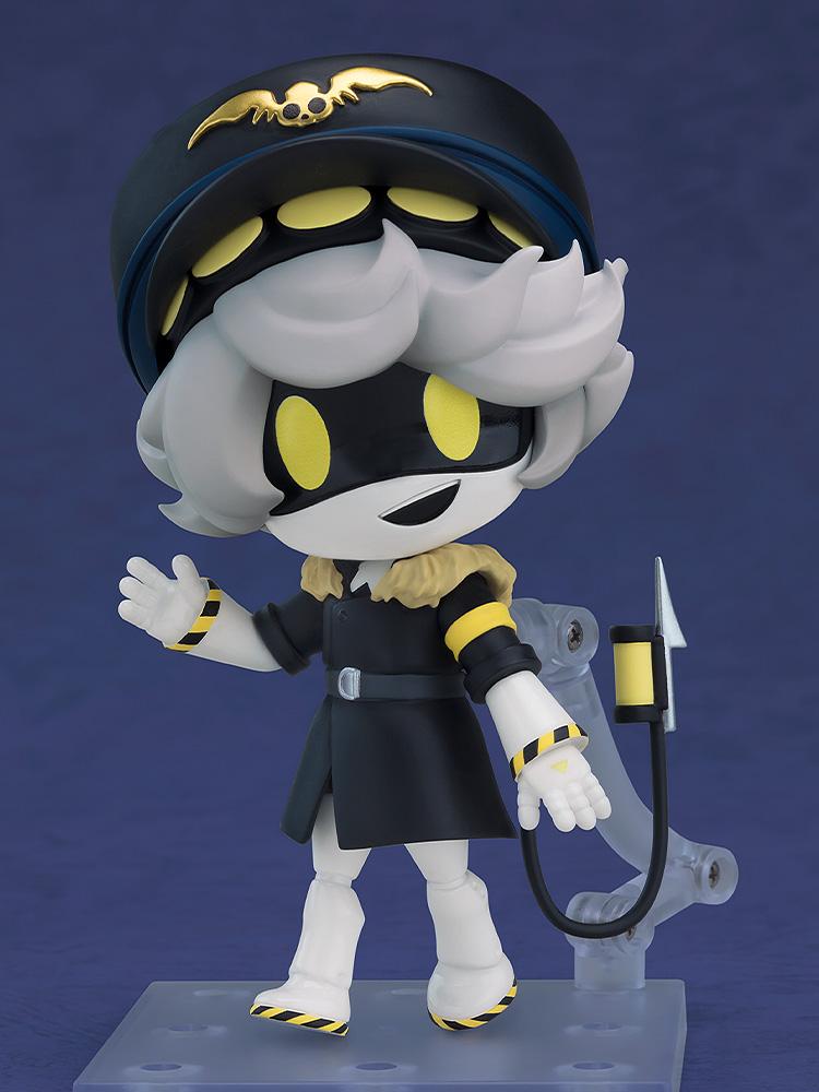 Good Smile Company Murder Drones Serial Designation N Nendoroid figure waving with usual smiling faceplate on display stand.
