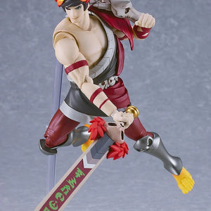 Dynamic shot of the Zagreus figma figure mid-leap with the Stygian Blade (Stygius), demonstrating its full articulation and an action pose.
