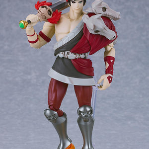 Full body shot of the Zagreus figma figure, featuring his standard defiant face, full armor, and holding the Stygian Blade.