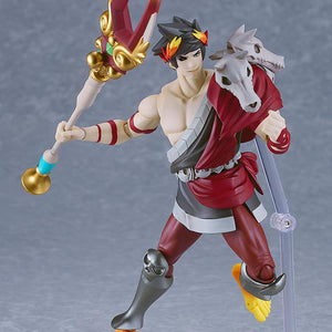Zagreus figma figure posed holding the Eternal Spear (Gigaros) weapon, with a slightly focused expression.