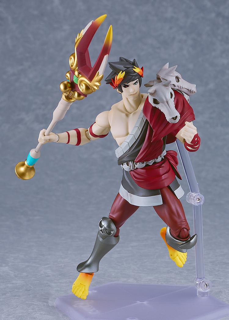 Zagreus figma figure posed holding the Eternal Spear (Gigaros) weapon, with a slightly focused expression.