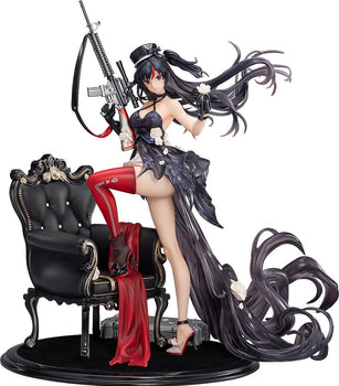 Full frontal view of the Good Smile Diane: Banquet Dance 1/7 Scale Figure, posed elegantly on a black chair with a red and black dress.