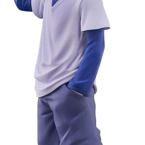 Full frontal view of the Good Smile Pop Up Parade L Killua Zoldyck Figure, holding his signature yellow skateboard.