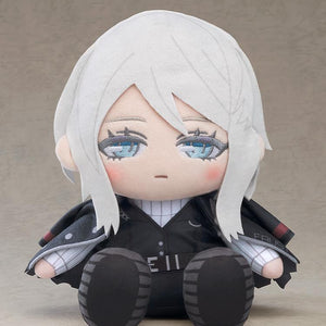 Front view product studio shot of the Faust plushie from Limbus Company sitting against a neutral grey background.