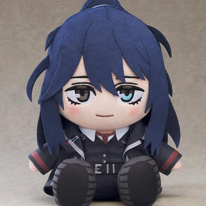 Front view product studio shot of the Hong Lu plushie from Limbus Company sitting against a neutral grey background.