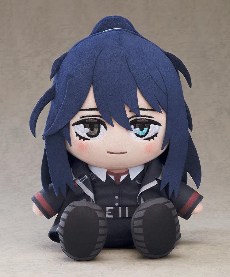 Front view product studio shot of the Hong Lu plushie from Limbus Company sitting against a neutral grey background.