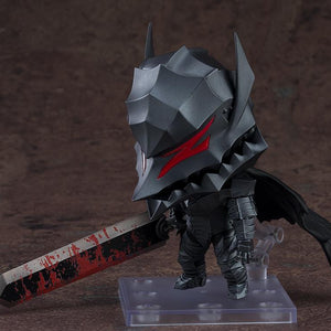 Guts Nendoroid figure in the Berserker Armor, posing with the massive Dragon Slayer sword resting on his shoulder.