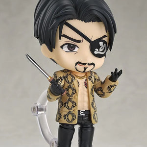 Majima Nendoroid figure featuring a determined face, posed holding the Demonfire Dagger accessory.