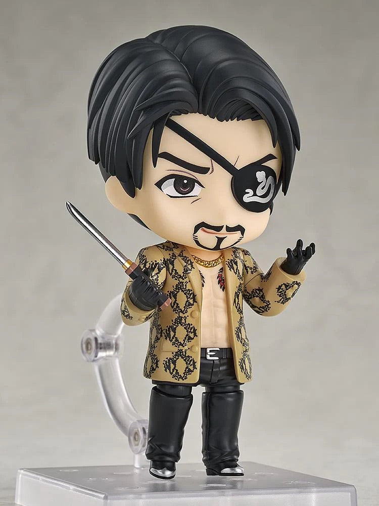 Majima Nendoroid figure featuring a determined face, posed holding the Demonfire Dagger accessory.