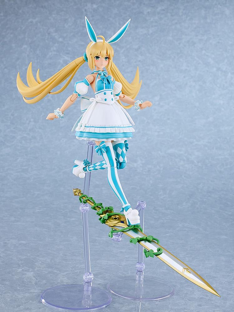 Altria Caster figure posed standing on one of her swords, showing the flexible vine material and dynamic posing possibilities.