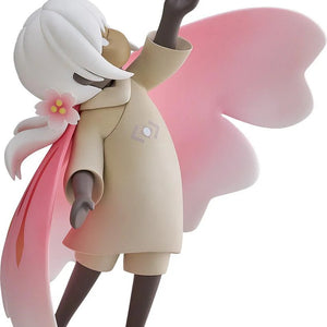 Full view of the Good Smile Pop Up Parade Child of the Light Figure, holding a butterfly accessory with its large pink wing cape.
