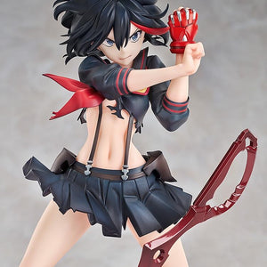 A mid-range frontal view of the Ryuko Matoi figure, showcasing her determined face, uniform, and the full Scissor Blade.
