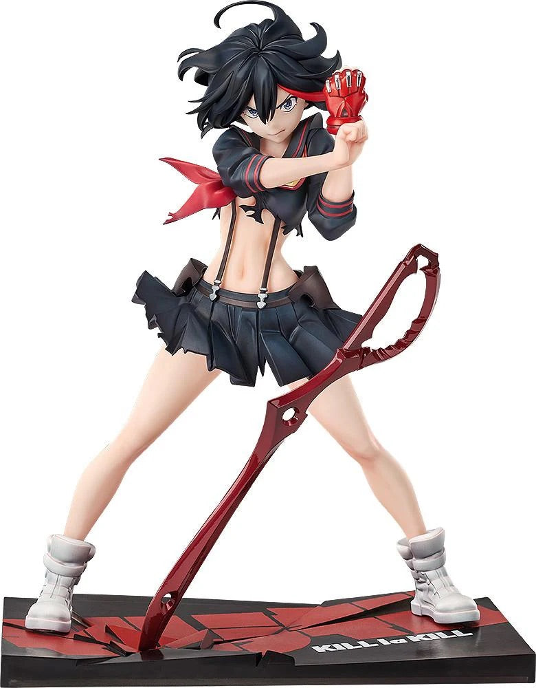 Full frontal view of the Good Smile Ryuko Matoi: Transformation Ver. 1/7 Scale Figure, posed dynamically with her Scissor Blade driven into the base.