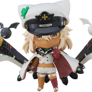 Guilty Gear -Strive- Ramlethal Valentine Nendoroid figure with floating greatswords and military hat isolated on a white background.