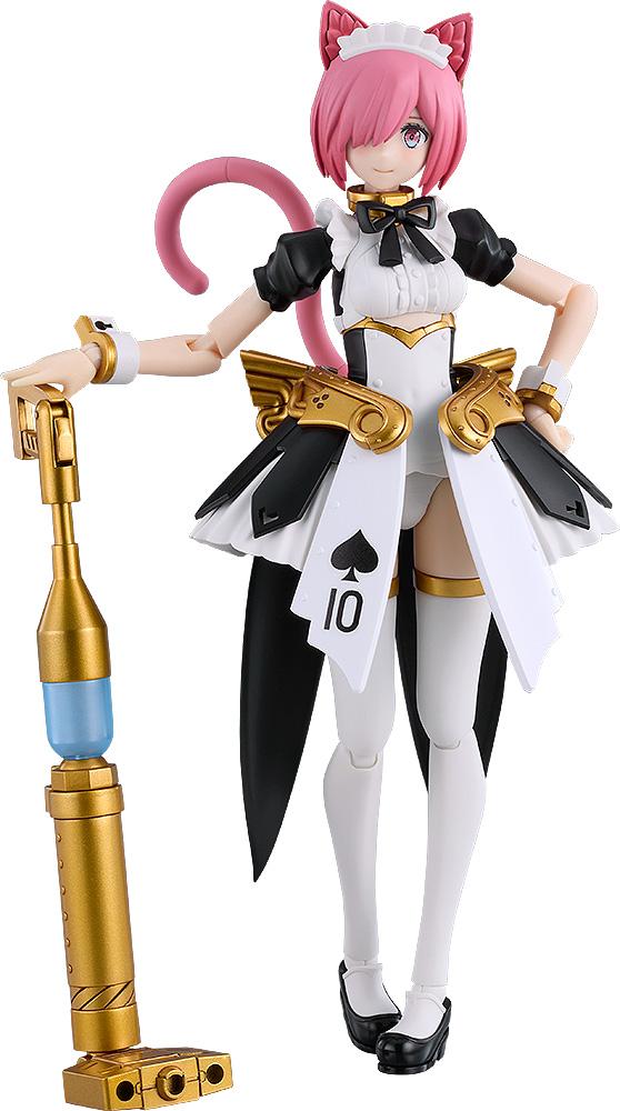 Full view of the Guilty Princess PLAMAX GP-12 Maidroid Rosalie model kit standing with weapon.
