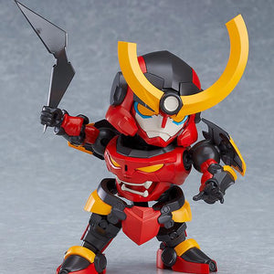 Action pose of Moderoid Gurren Lagann model kit holding Gurren Boomerang weapon