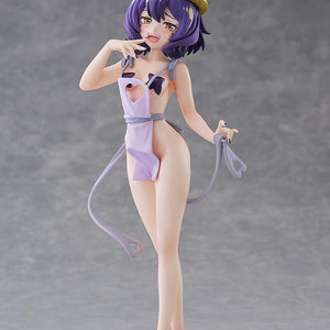 Full front display view of the Pop Up Parade L Magia Baiser Naked Apron Version anime figure standing on a clear base against a gray studio background.
