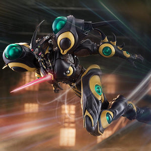 High-speed action shot of the Gigantic Dark figma with motion blur effects and the Gravity Ram deployed.
