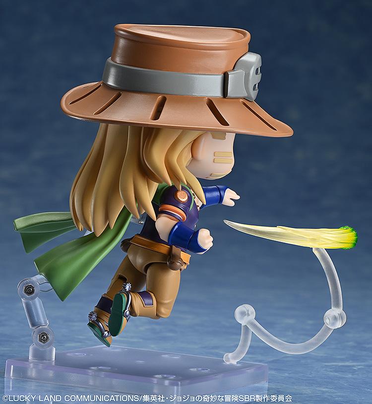 Side view of Gyro Zeppeli Nendoroid in a dynamic pose using the Iron Ball spin technique effect.
