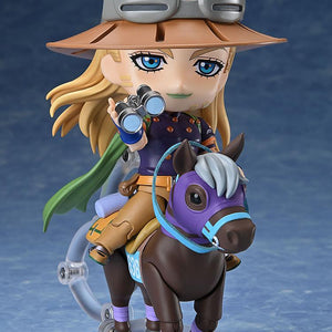 Gyro Zeppeli DX Nendoroid riding Valkyrie while using the included binoculars accessory to scout.