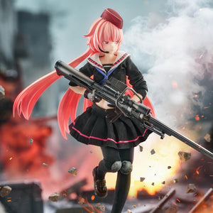 Dynamic action shot of the NTW-20 figure running through a battlefield with explosions and flying rubble in the background.