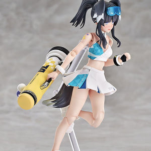 Action-oriented pose showing the Hibiki Hyper Body figure running while carrying her heavy mortar weapon bag.