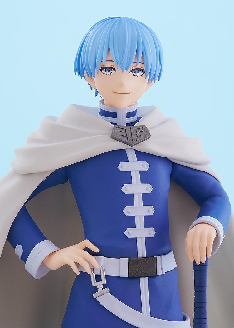 Close-up portrait studio shot of the Himmel figure focusing on his gentle smile, neat blue hair, and signature birthmark under his left eye.