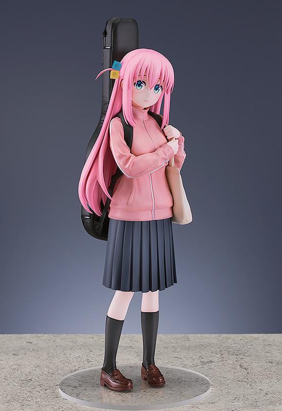 Full body shot of the Bocchi the Rock! Hitori Gotoh figure on a clear circular base.