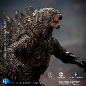 Dynamic upper body action view of HIYA Exquisite Basic Godzilla King of the Monsters figure in combat stance.