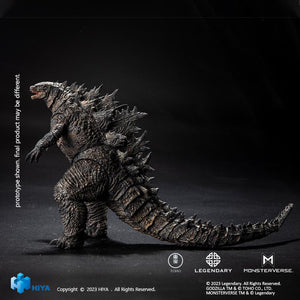 Side view of HIYA Exquisite Basic Godzilla 2019 action figure highlighting detailed skin texture and long tail.