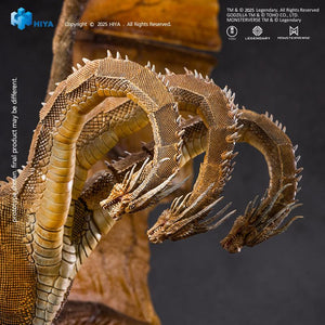 Top profile view of HIYA Exquisite Basic King Ghidorah 2.0 figure showing curved serpentine necks and dorsal spiky spine ridges.